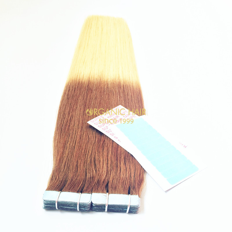 Full cuticle double drawn tape in hair extensions